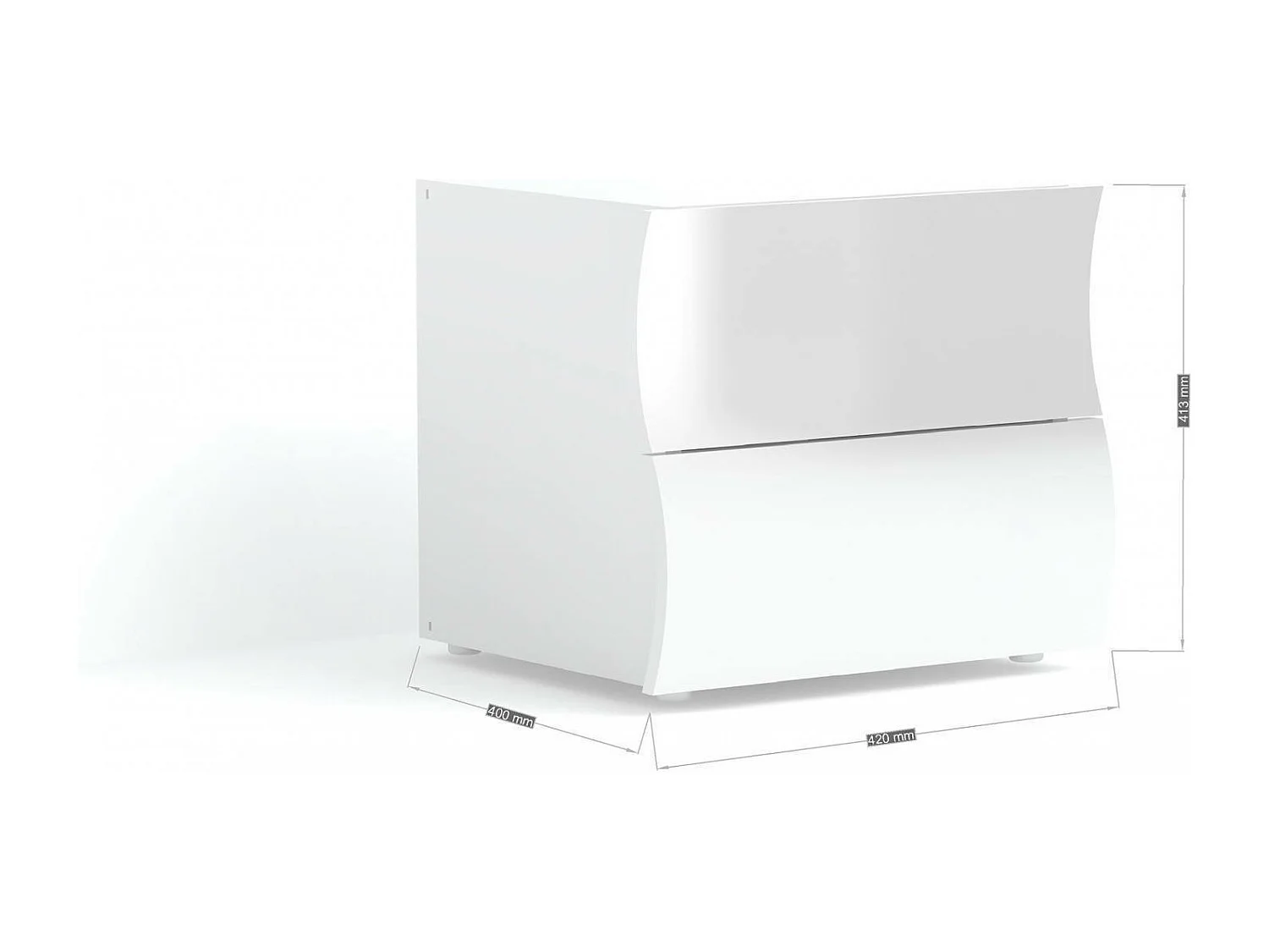 Table de chevet Edoardo, Table de nuit avec 2 tiroirs, Armoire de chambre, 100% Made in Italy, 50x40h41 cm, Blanc brillant