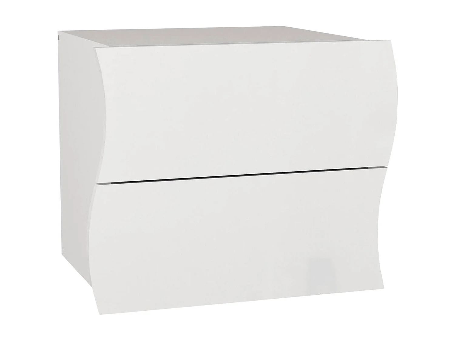 Table de chevet Edoardo, Table de nuit avec 2 tiroirs, Armoire de chambre, 100% Made in Italy, 50x40h41 cm, Blanc brillant