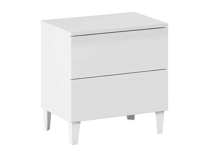 Mesa de cabeceira Nashville, mesa de cabeceira com 2 gavetas, mesa de cabeceira, cômoda baixa para quarto, 50x34h49 cm, branco brilhante