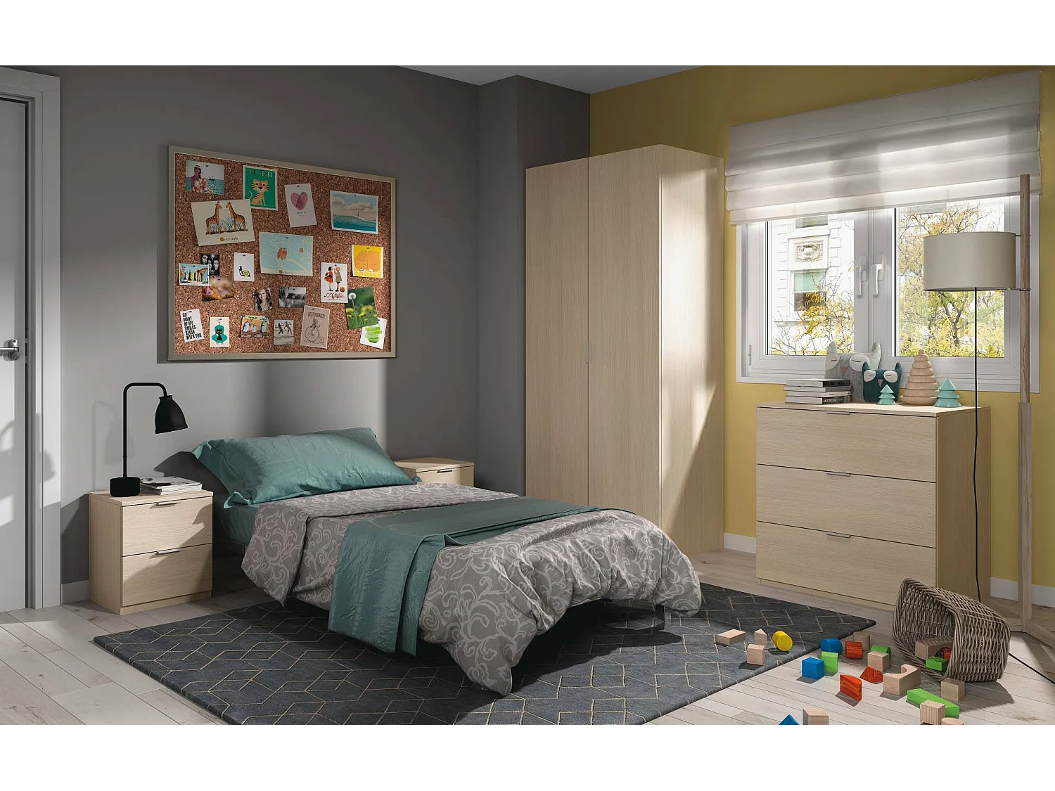 Nachttisch Syracuse, Moderner Nachttisch mit 2 Schubladen, Nachttisch, Niedrige Kommode für Schlafzimmer, 38x34h45 cm, Eiche