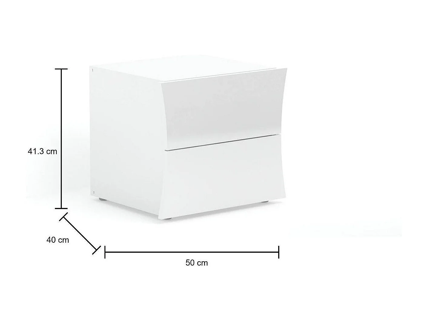 Table de chevet Pietro, Table de nuit avec 2 tiroirs, Armoire de chambre, 100% Made in Italy, 50x40h41 cm, Blanc brillant