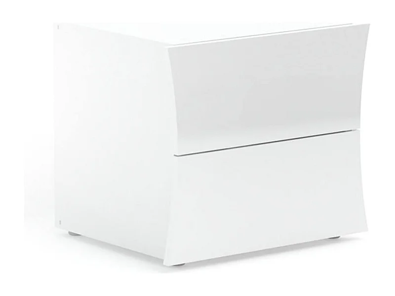 Table de chevet Pietro, Table de nuit avec 2 tiroirs, Armoire de chambre, 100% Made in Italy, 50x40h41 cm, Blanc brillant