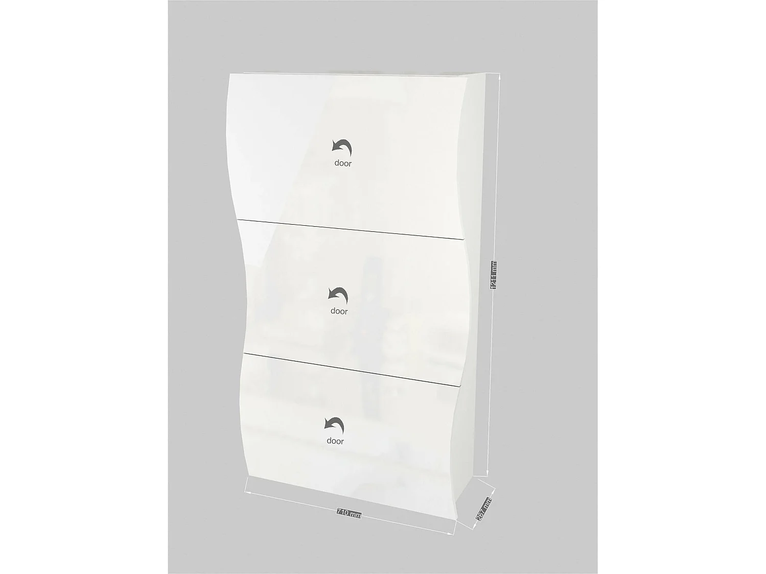 Leonardo schoenenrek, Multifunctionele kast met 3 deuren, Ingang schoenenrek, 100% Made in Italy, 71x27h122 cm, Glanzend wit