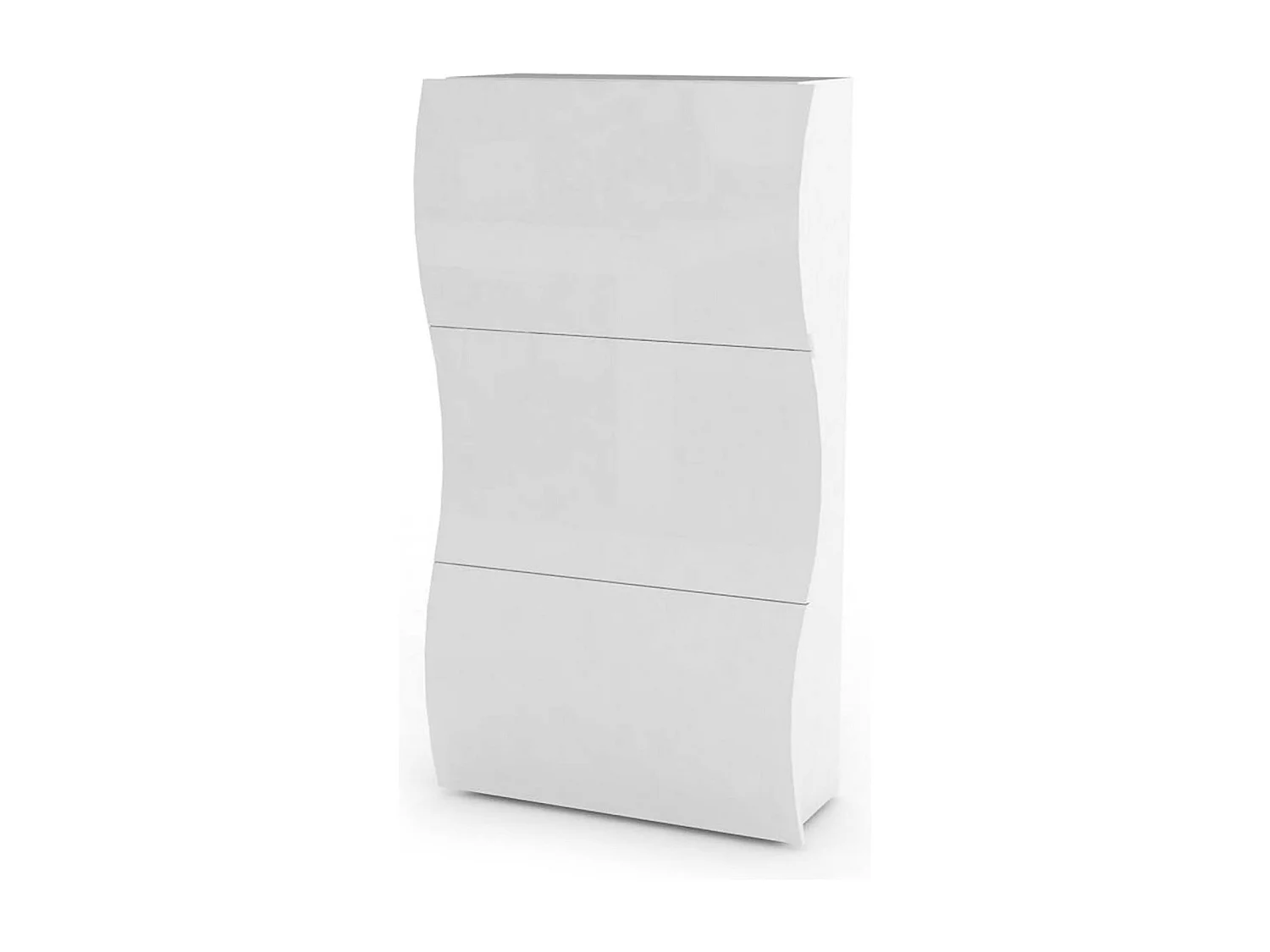 Sapateira Leonardo, Armário multiuso com 3 portas, Sapateira de entrada, 100% Fabricado na Itália, 71x27h122 cm, Branco brilhante