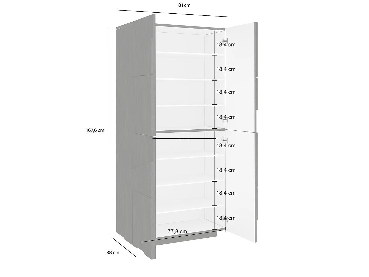 Scarpiera Orfeo, Mobile multiuso a 4 ante battenti, Portascarpe da ingresso, 100% Made in Italy, cm 81x38h167, Bianco lucido