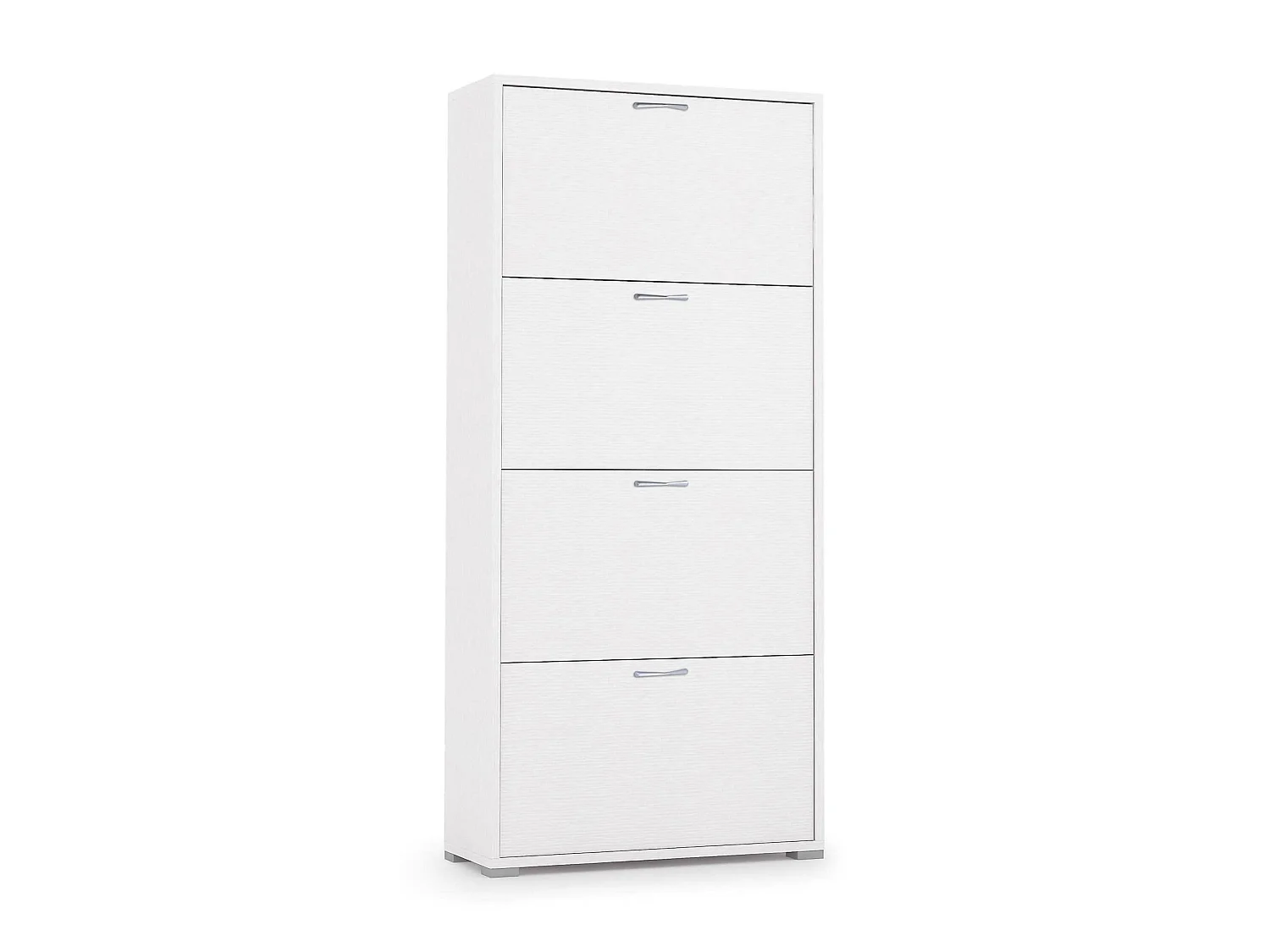 Zapatero Rosa, Mueble de entrada multiusos con 4 puertas plegables, Zapatero de doble profundidad, 100% Made in Italy, 67x28h147 cm, Blanco