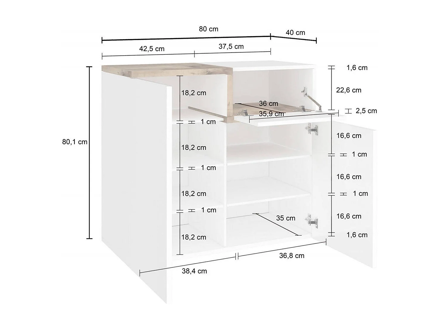 Sapateira Ryan, Armário multiuso com 2 portas e 1 porta basculante, Sapateira de entrada, 100% Fabricado na Itália, 80x40h80 cm, Branco brilhante e bordo