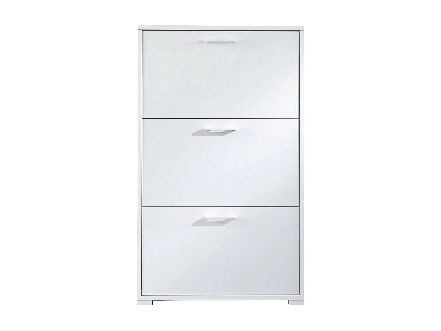 Étagère à chaussures Peonia, Meuble d'entrée polyvalent avec 3 portes pliantes, Meuble à chaussures double profondeur, 100% Made in Italy, 67x28h112 cm, Blanc