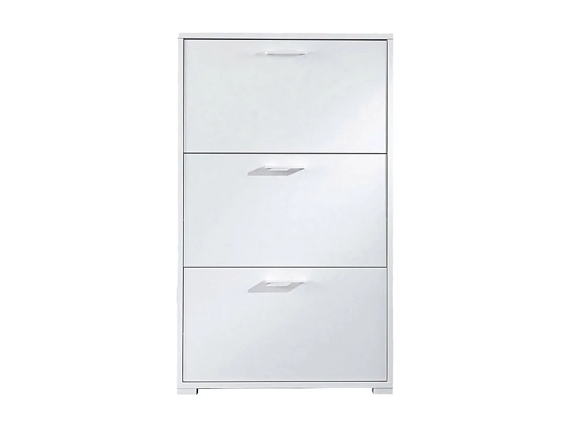 Étagère à chaussures Peonia, Meuble d'entrée polyvalent avec 3 portes pliantes, Meuble à chaussures double profondeur, 100% Made in Italy, 67x28h112 cm, Blanc