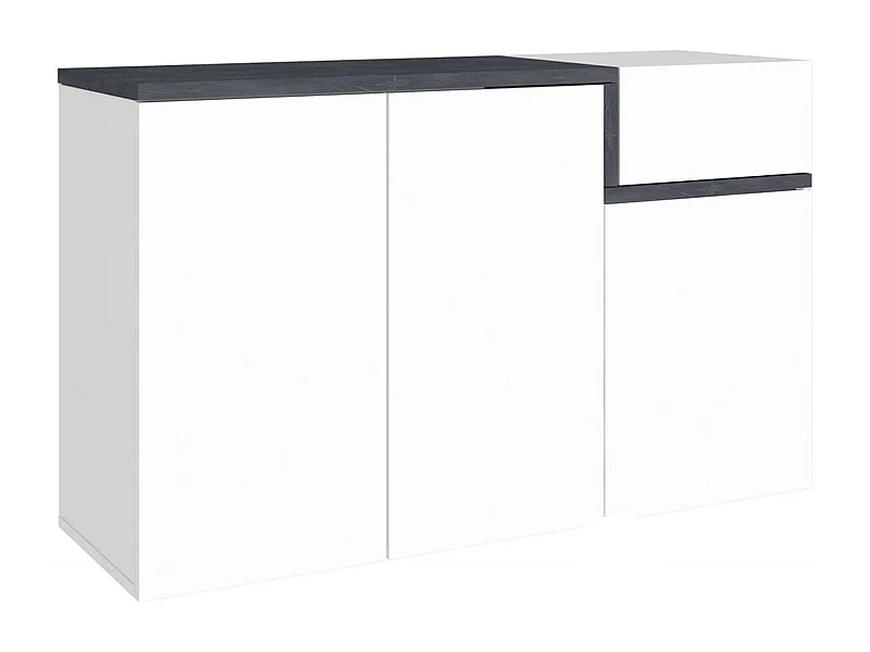 Steve schoenenrek, Multifunctionele kast met 3 deuren en 1 klepdeur, Ingang schoenenrek, 100% Made in Italy, 120x40h80 cm, Glanzend wit en leisteen