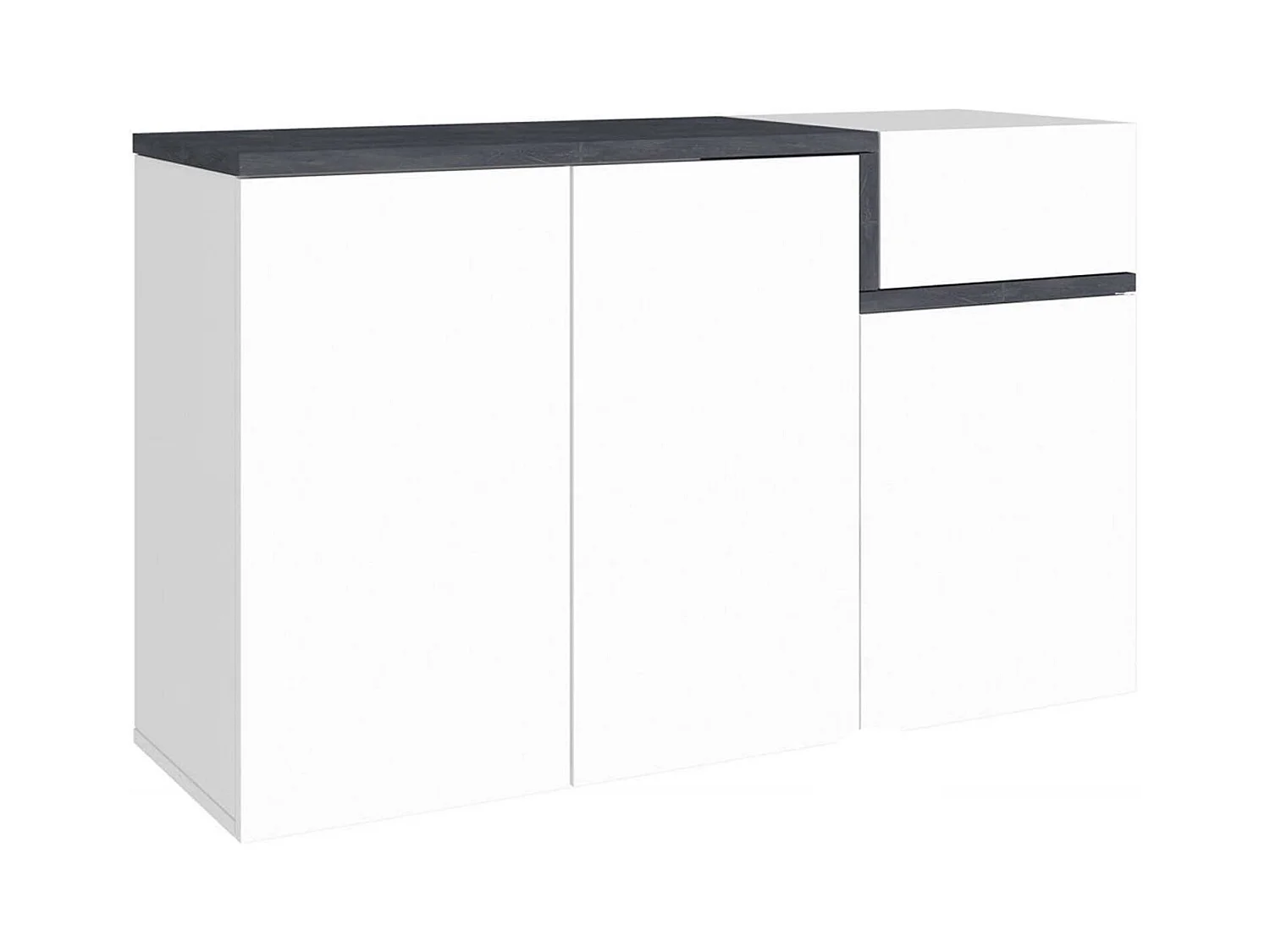 Steve schoenenrek, Multifunctionele kast met 3 deuren en 1 klepdeur, Ingang schoenenrek, 100% Made in Italy, 120x40h80 cm, Glanzend wit en leisteen