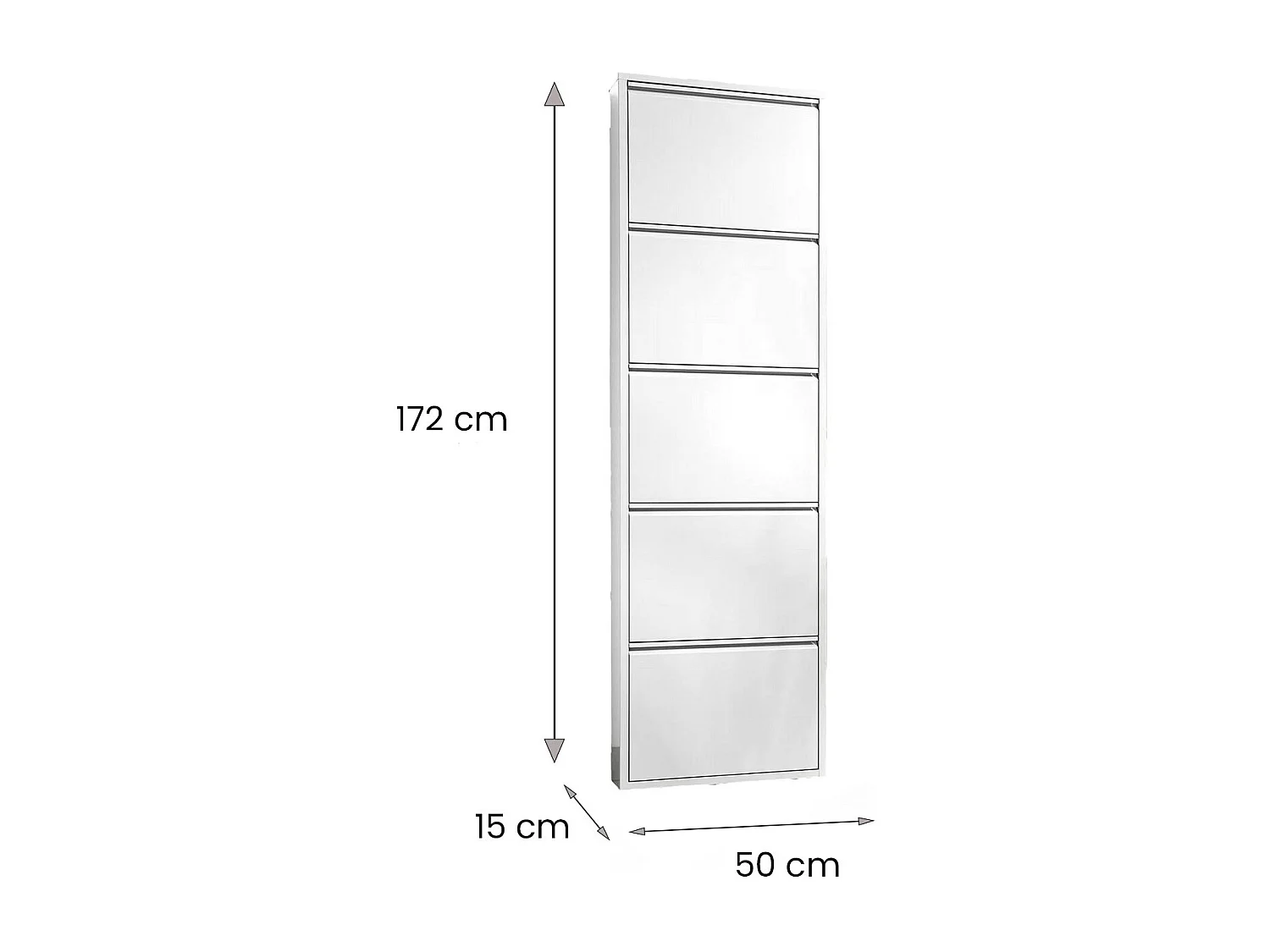 Scarpiera Alginet, Portascarpe salvaspazio, Scarpiera da ingresso, Mobile porta scarpe a 5 ante in metallo, 50x15h169 cm, Bianco