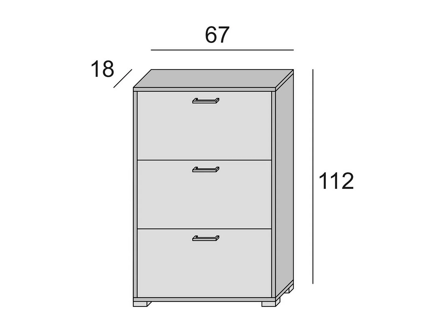 Schoenenrek Iris, multifunctioneel entreemeubel met 3 vouwdeuren, moderne schoenenkast, 100% Made in Italy, 67x18h112 cm, Wit