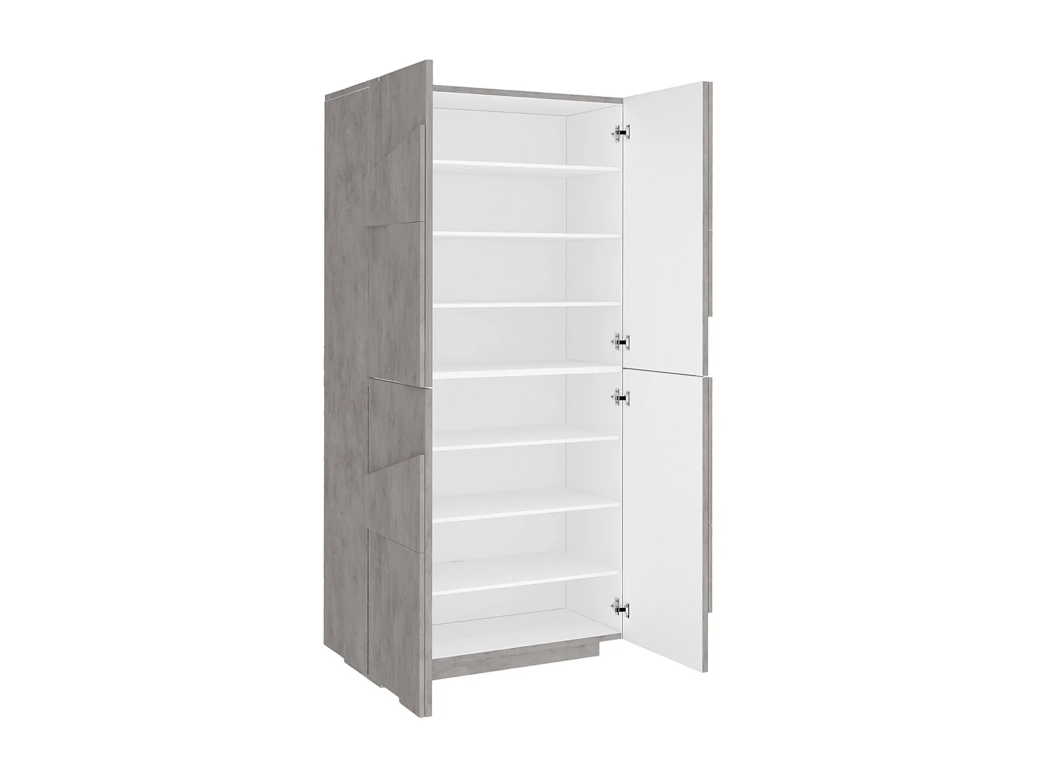 Étagère à chaussures Orfeo, Armoire polyvalente avec 4 portes battantes, Étagère à chaussures d'entrée, 100% Made in Italy, 81x38h167 cm, Ciment