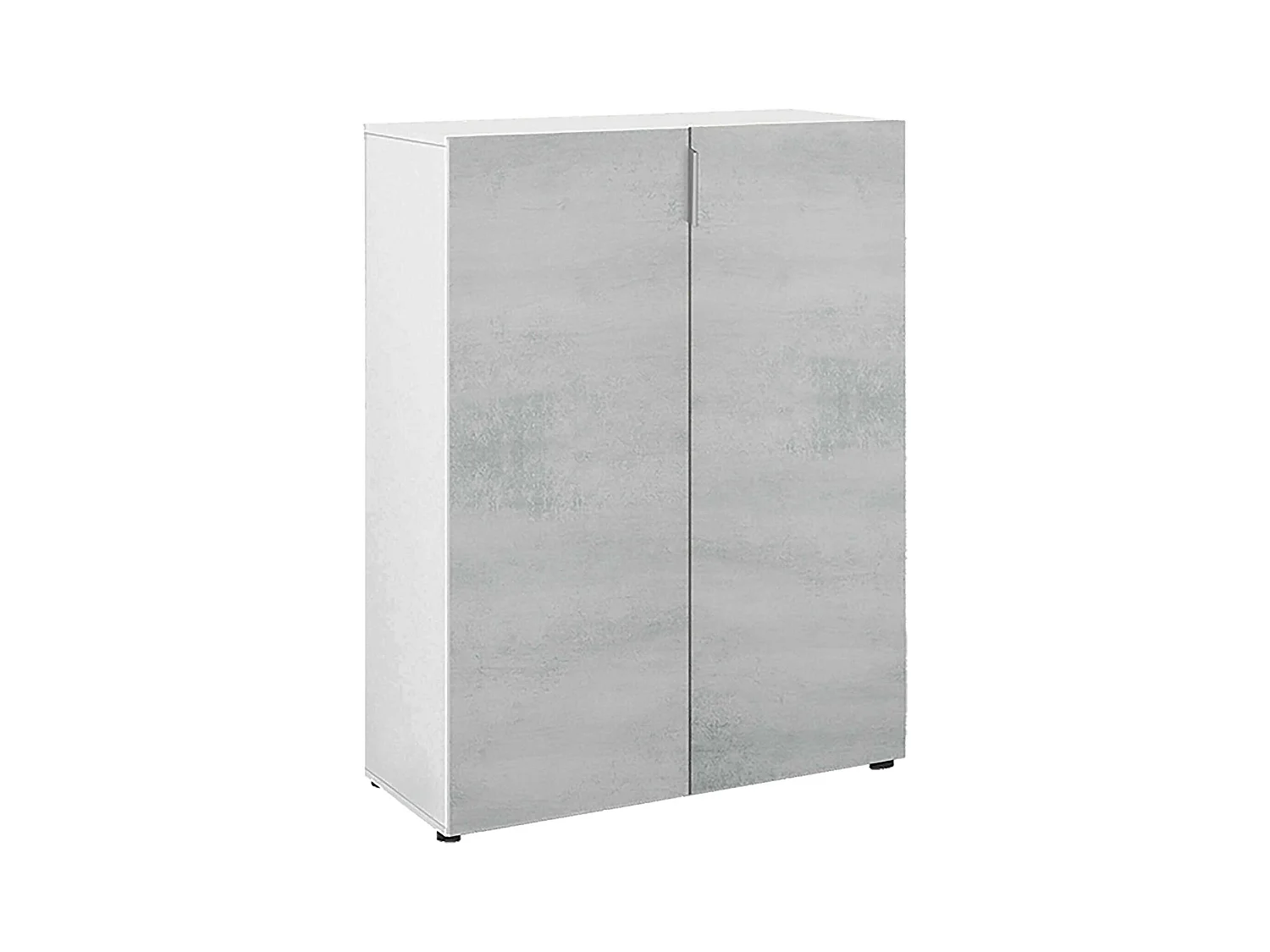 Armoire polyvalente Olathe, Armoire auxiliaire avec 2 portes, Armoire à chaussures basse avec 6 étagères, Étagère à chaussures basse, 70x36h103 cm, Ciment et Blanc