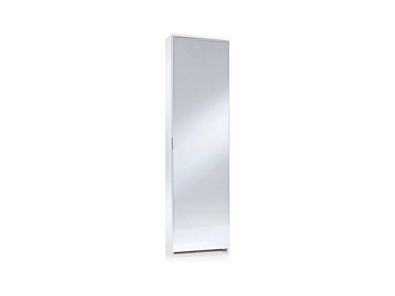 Étagère à chaussures Ciclamino, Meuble d'entrée polyvalent avec porte miroir, Meuble à chaussures moderne avec 5 étagères, 100% Made in Italy, 50x18h178 cm, Blanc