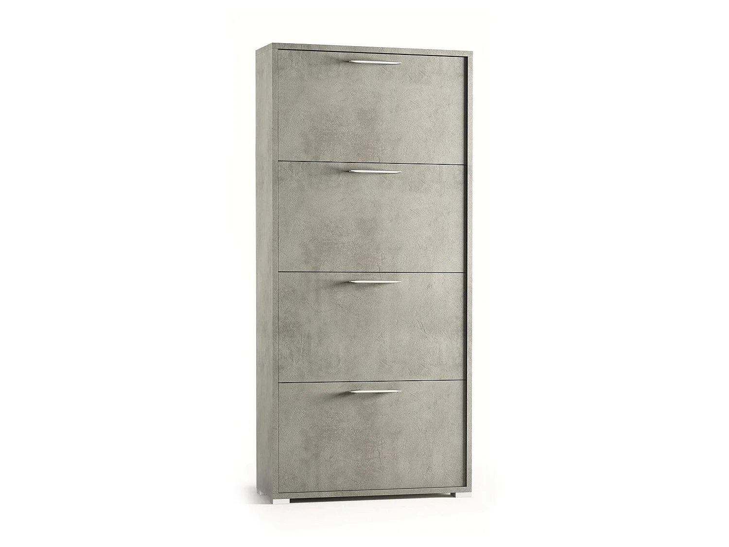 Sapateira Rosa, Móvel de entrada multiuso com 4 portas sanfonadas, Sapateira de dupla profundidade, 100% Fabricado na Itália, 67x28h147 cm, Cimento
