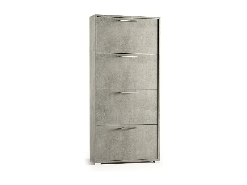 Étagère à chaussures rose, Meuble d'entrée polyvalent avec 4 portes pliantes, Meuble à chaussures double profondeur, 100% Made in Italy, 67x28h147 cm, Ciment