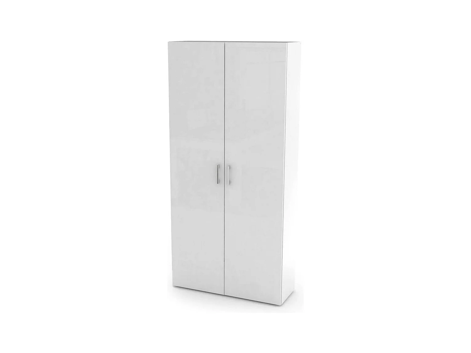 Simone schoenenrek, Multifunctionele kast met 2 deuren en interne planken, Ingang schoenenrek, 100% Made in Italy, 91x33h190 cm, Glanzend wit