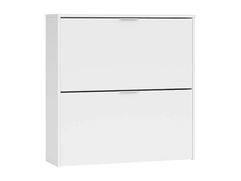 Étagère à chaussures Louisville, Armoire à chaussures avec 2 portes pliantes, Étagère à chaussures d'entrée basse, Armoire basse, 75x22h76 cm, Blanc