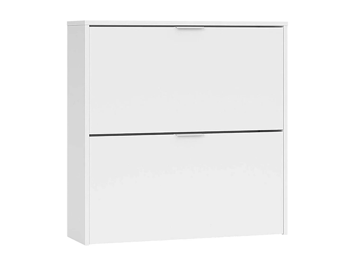 Étagère à chaussures Louisville, Armoire à chaussures avec 2 portes pliantes, Étagère à chaussures d'entrée basse, Armoire basse, 75x22h76 cm, Blanc