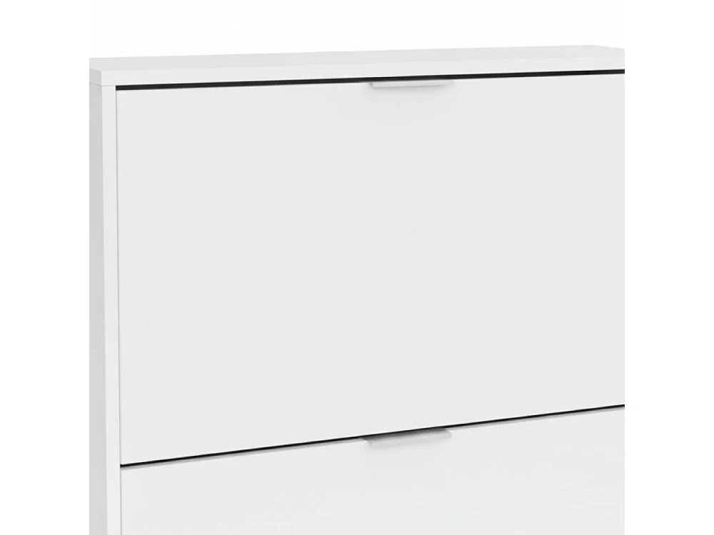 Scarpiera Louisville, Armadio portascarpe a 2 ante a ribalta, Scarpiera bassa da ingresso, Mobile basso, 75x22h76 cm, Bianco