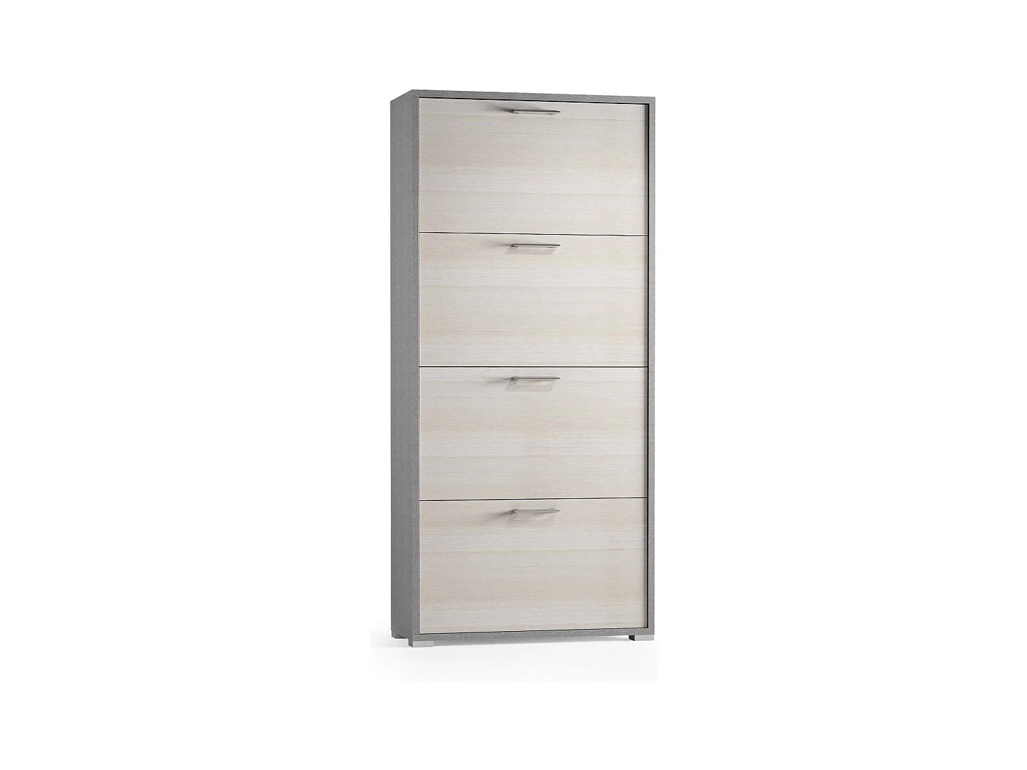 Roze schoenenrek, Multifunctioneel entreemeubel met 4 vouwdeuren, Schoenenkast met dubbele diepte, 100% Made in Italy, 67x28h147 cm, Lariks