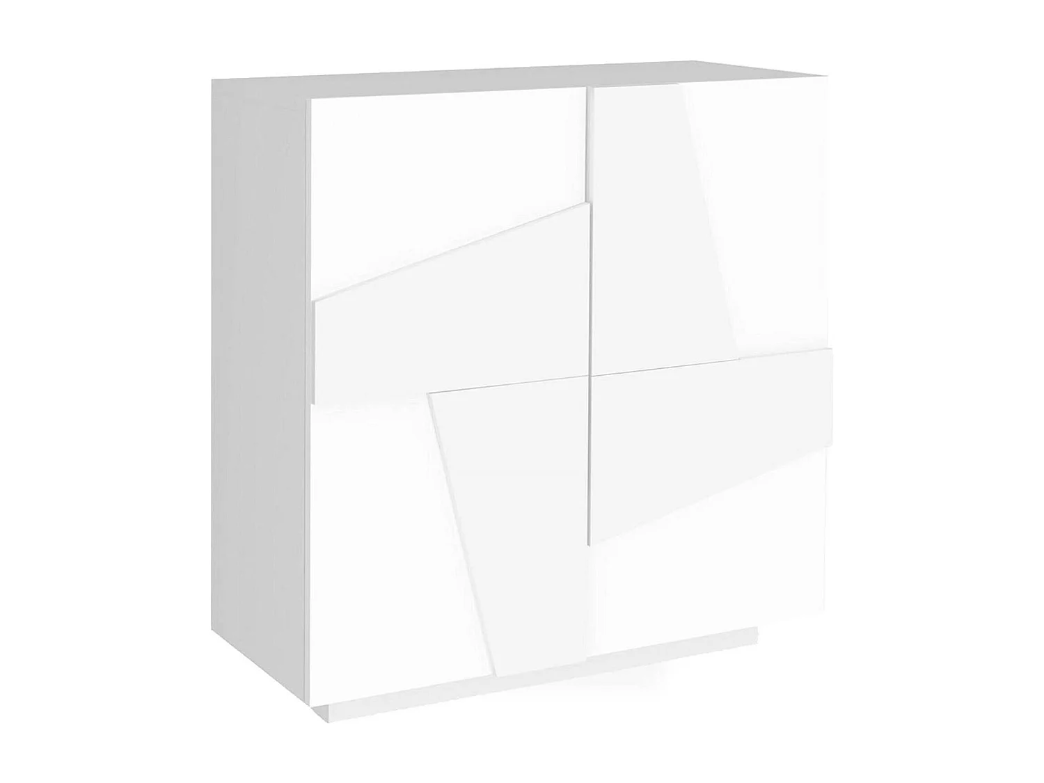 Scarpiera Joel, Mobile multiuso a 2 ante, Portascarpe da ingresso, 100% Made in Italy, cm 81x38h86, Bianco lucido con dettaglio