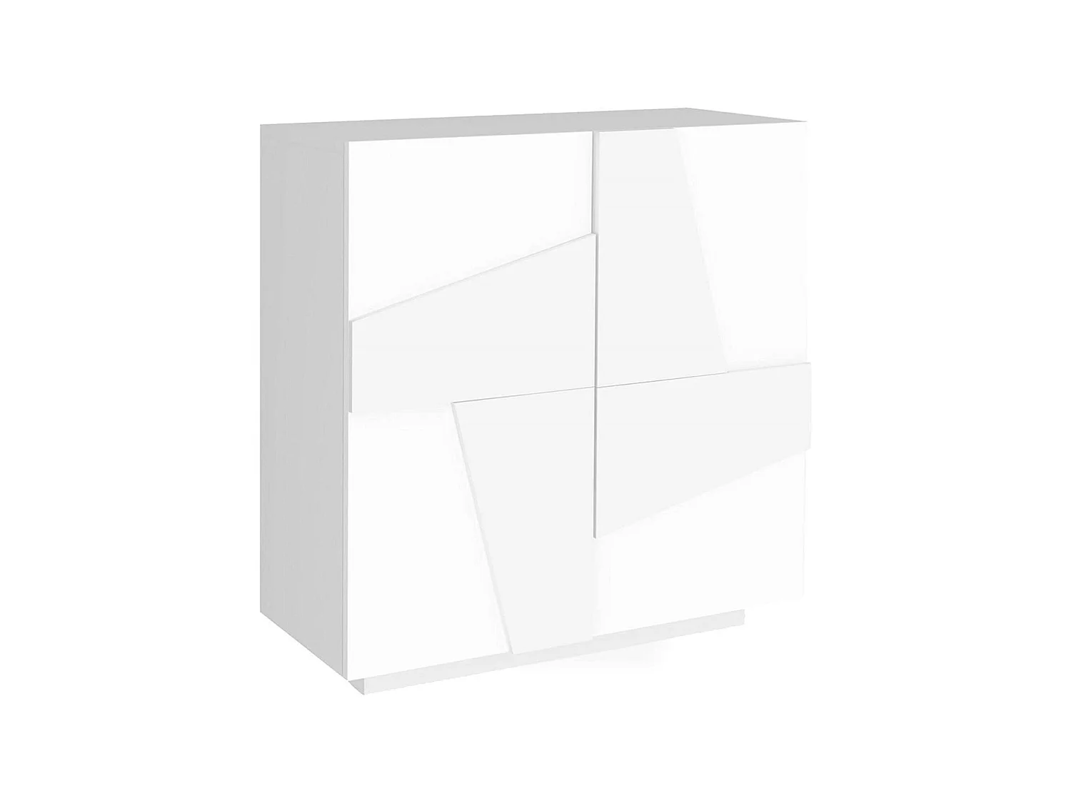Étagère à chaussures Joel, Armoire polyvalente avec 2 portes, Étagère à chaussures d'entrée, 100% Made in Italy, 81x38h86 cm, Blanc brillant avec détail