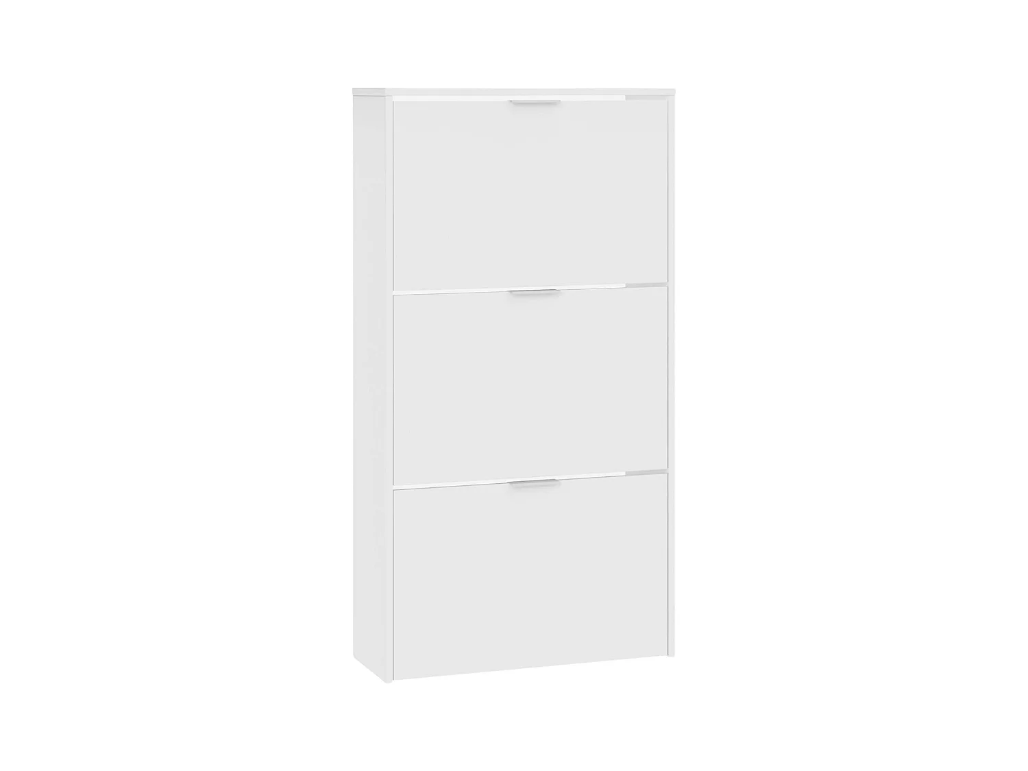 Escondido Schuhregal, Schuhschrank mit 3 Falttüren, Schrank mit doppelter Kapazität für bis zu 18 Paar Schuhe, 70 x 17 x 180 cm, glänzend weiÃŸ