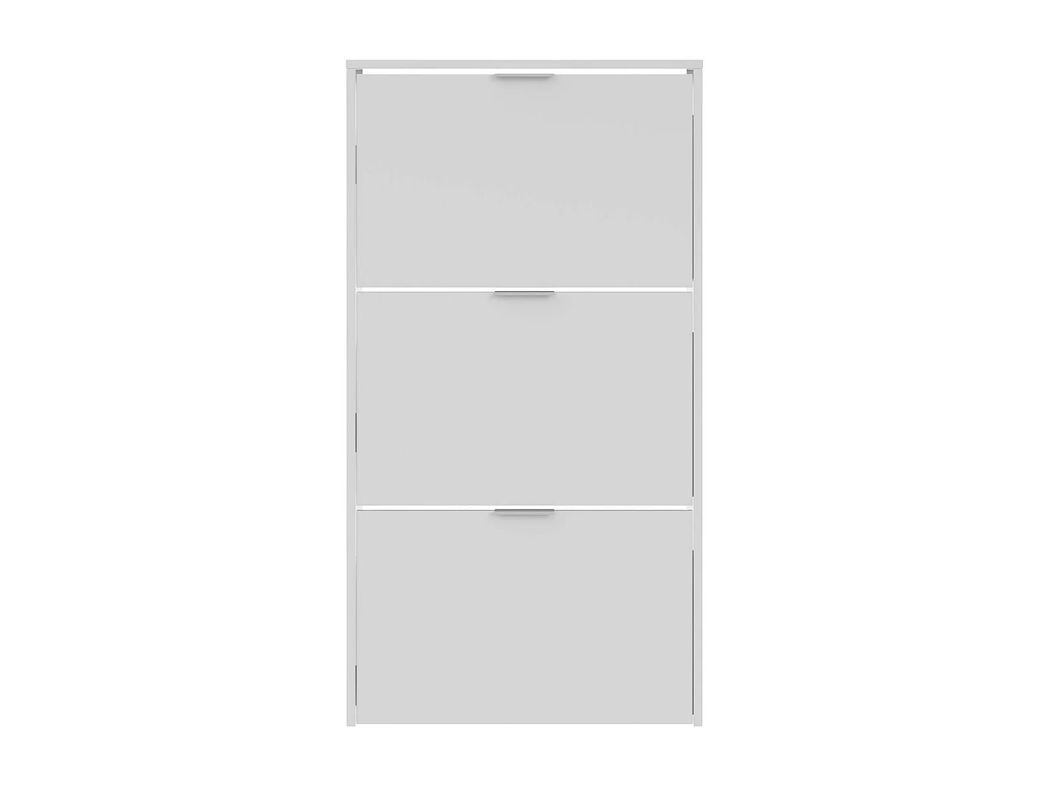 Escondido schoenenrek, Schoenenkast met 3 vouwdeuren, Kast met dubbele capaciteit voor maximaal 18 paar schoenen, 70x17h180 cm, Glanzend wit