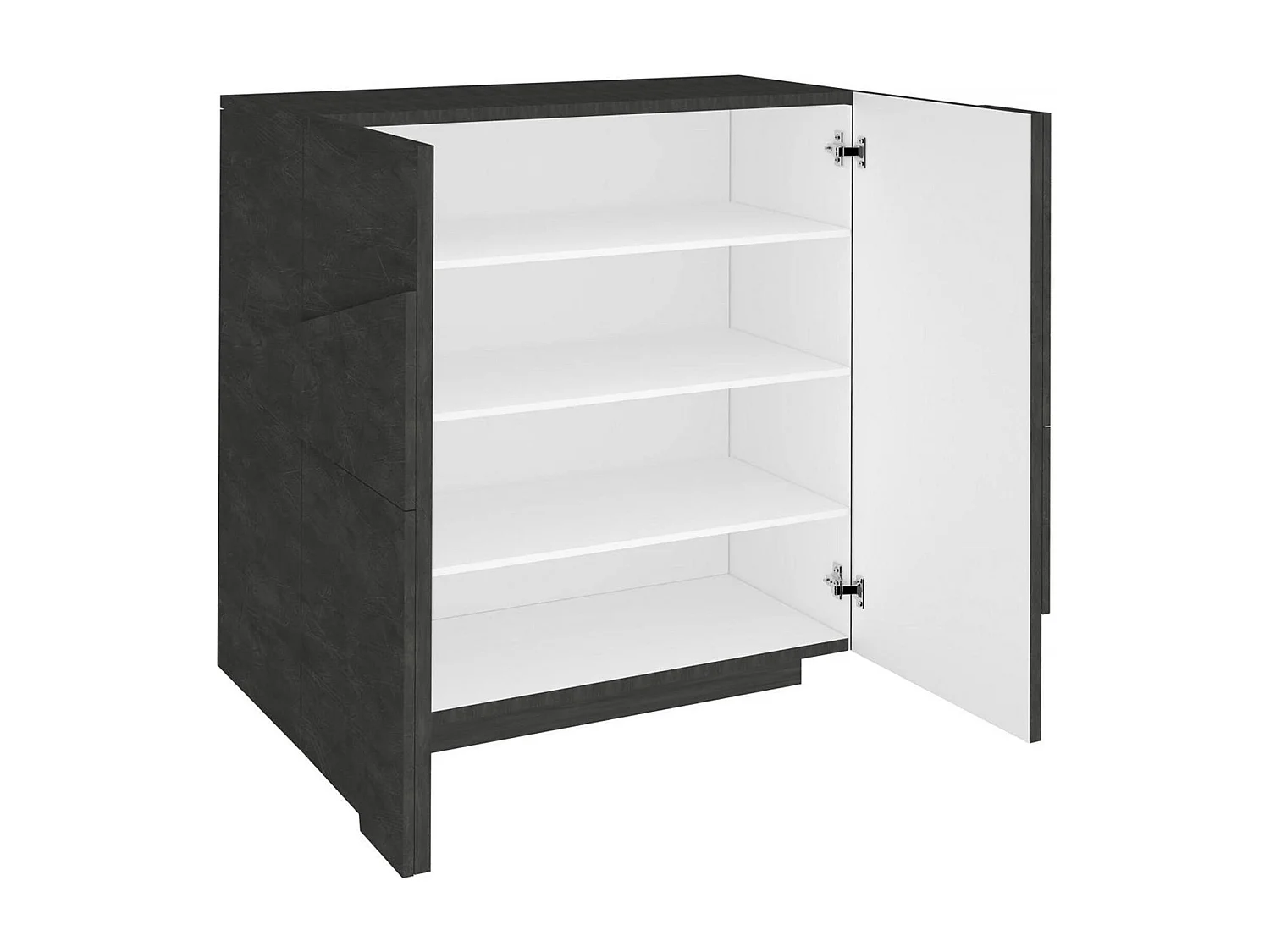 Étagère à chaussures Joel, Armoire polyvalente avec 2 portes, Étagère à chaussures d'entrée, 100% Made in Italy, 81x38h86 cm, Ardoise avec détail