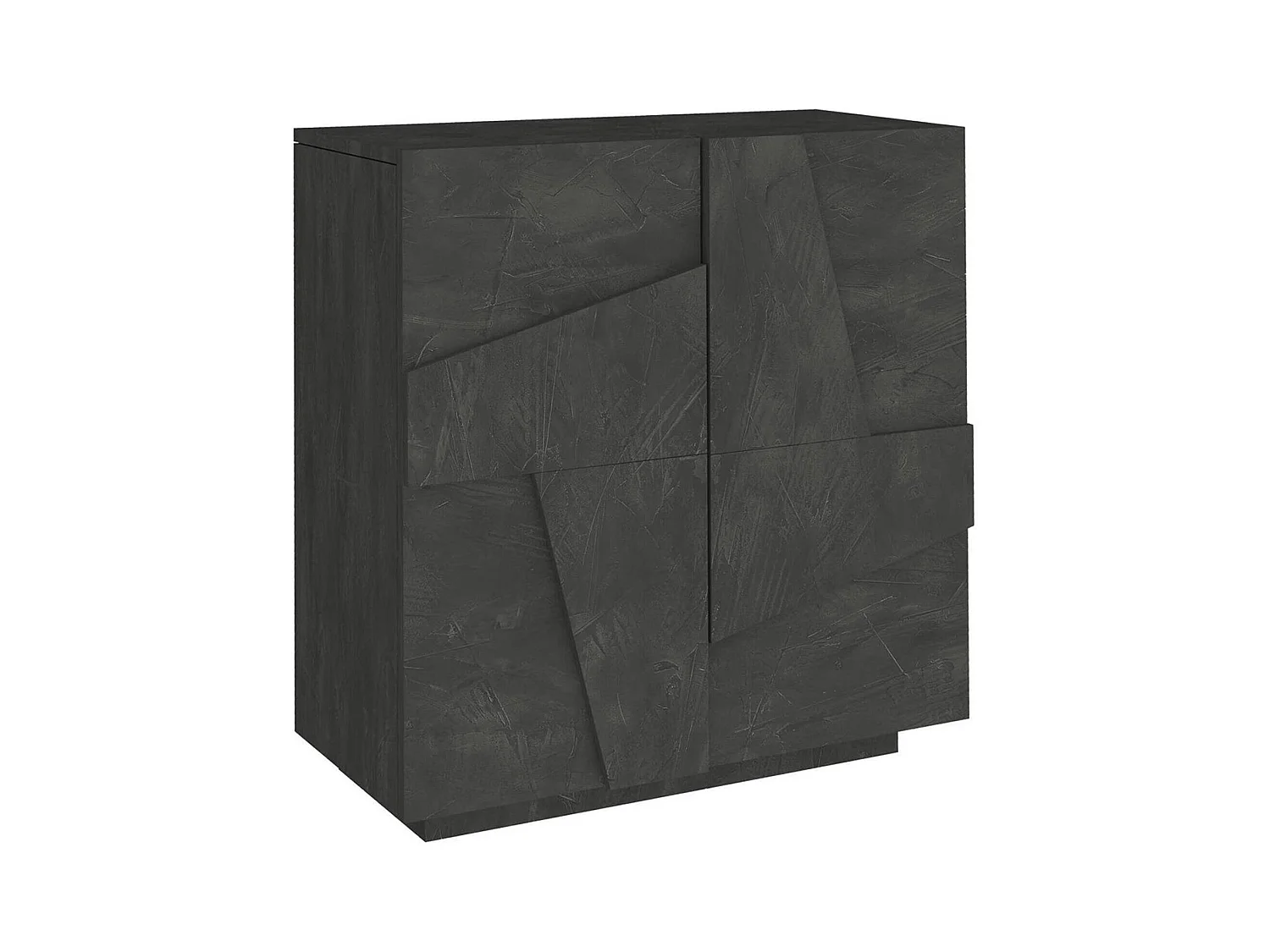 Étagère à chaussures Joel, Armoire polyvalente avec 2 portes, Étagère à chaussures d'entrée, 100% Made in Italy, 81x38h86 cm, Ardoise avec détail