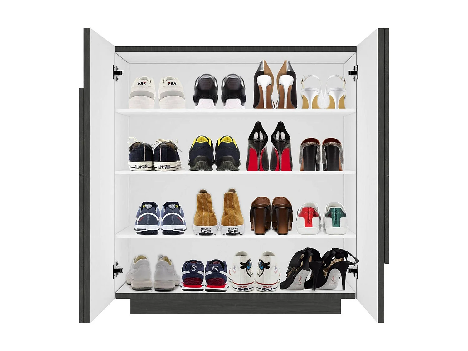 Joel schoenenrek, Multifunctionele kast met 2 deuren, Ingang schoenenrek, 100% Made in Italy, 81x38h86 cm, Leisteen met detail