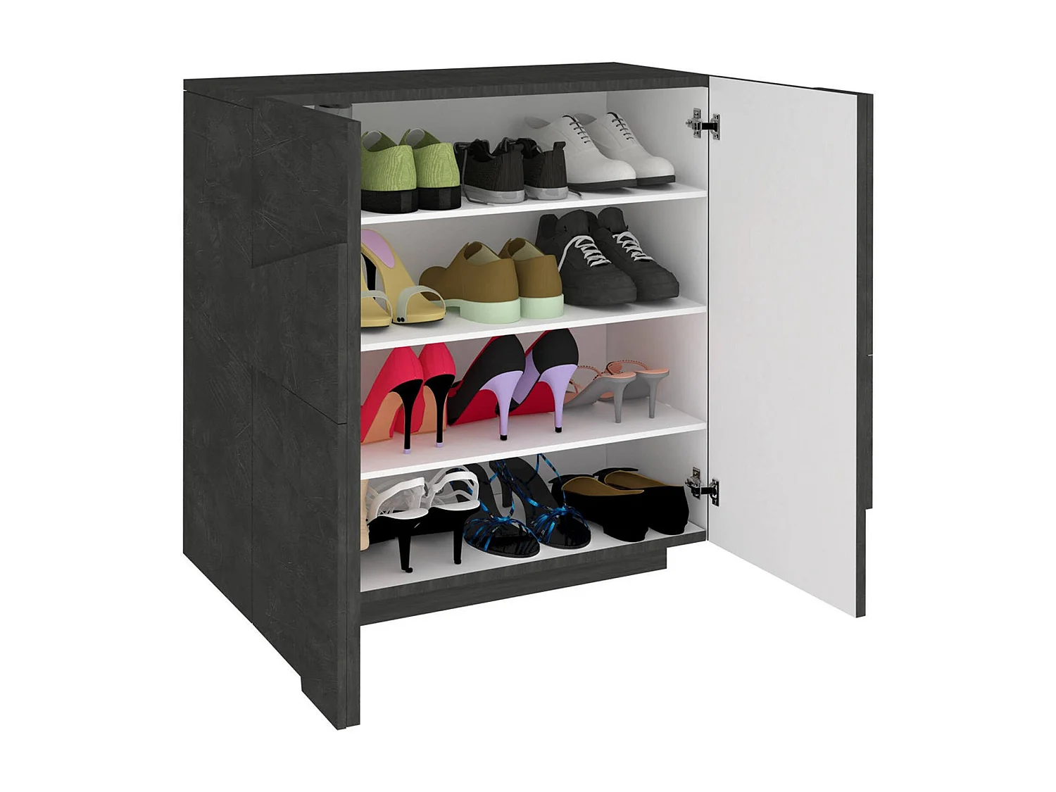 Dmora Schoenkast Joel 38x81x86h cm Leigrijs 3 Planken 16 Paar, Schoenenkast 2 Deuren Made in Italy