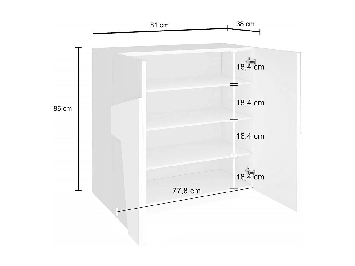 Étagère à chaussures Joel, Armoire polyvalente avec 2 portes, Étagère à chaussures d'entrée, 100% Made in Italy, 81x38h86 cm, Ciment avec détail