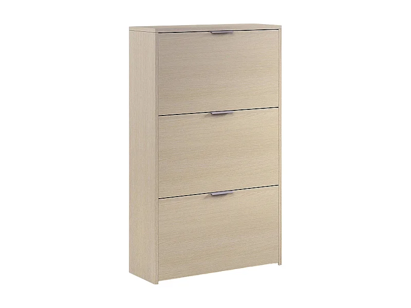 Scarpiera Escondido, Armadio portascarpe a 3 ante a ribalta, Mobile doppia capienza per max 18 paia di scarpe, 70x17h180 cm, Rovere