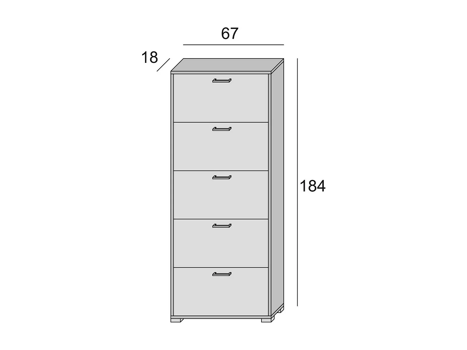 Étagère à chaussures Margherita, Meuble d'entrée polyvalent avec 5 portes pliantes, Meuble à chaussures moderne, 100% Made in Italy, 67x18h184 cm, Blanc