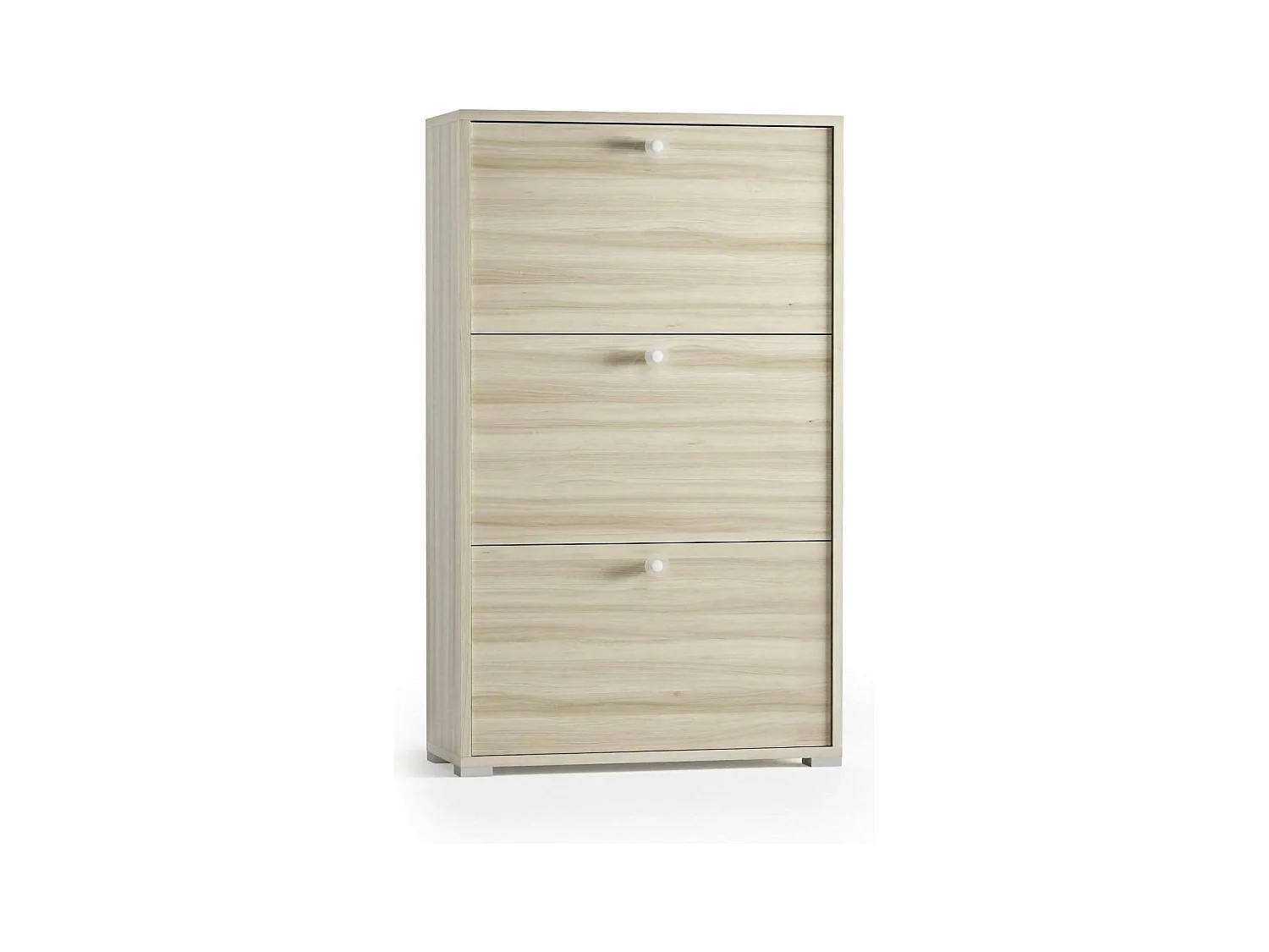 Étagère à chaussures Peonia, Meuble d'entrée polyvalent avec 3 portes pliantes, Meuble à chaussures double profondeur, 100% Made in Italy, 67x28h112 cm, Olmo