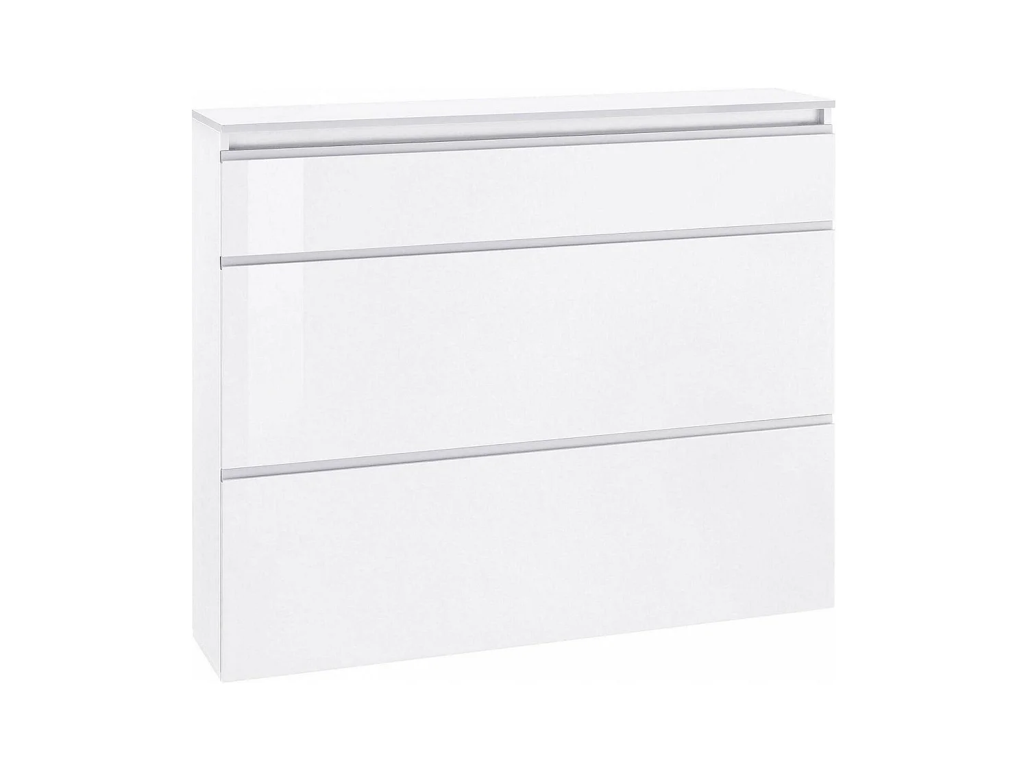 Étagère à chaussures Piero, Armoire polyvalente avec 2 portes et 1 porte abattante, Étagère à chaussures d'entrée, 100% Made in Italy, 120x27h108 cm, Blanc brillant