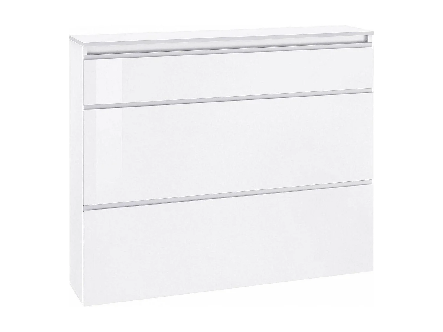 Sapateira Piero, Armário multiuso com 2 portas e 1 porta basculante, Sapateira de entrada, 100% Fabricado na Itália, 120x27h108 cm, Branco brilhante