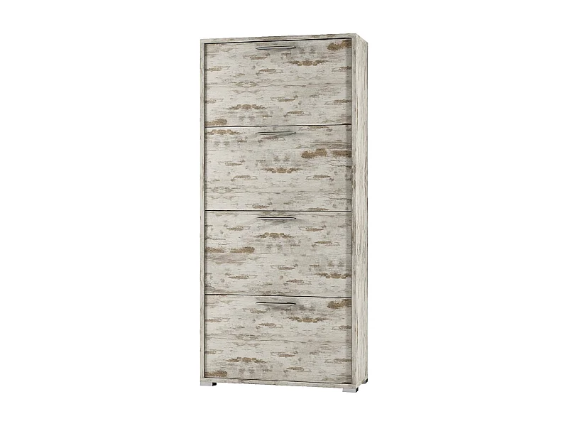 Roze schoenenrek, Multifunctioneel entreemeubel met 4 vouwdeuren, Schoenenkast met dubbele diepte, 100% Made in Italy, 67x28h147 cm, Vintage