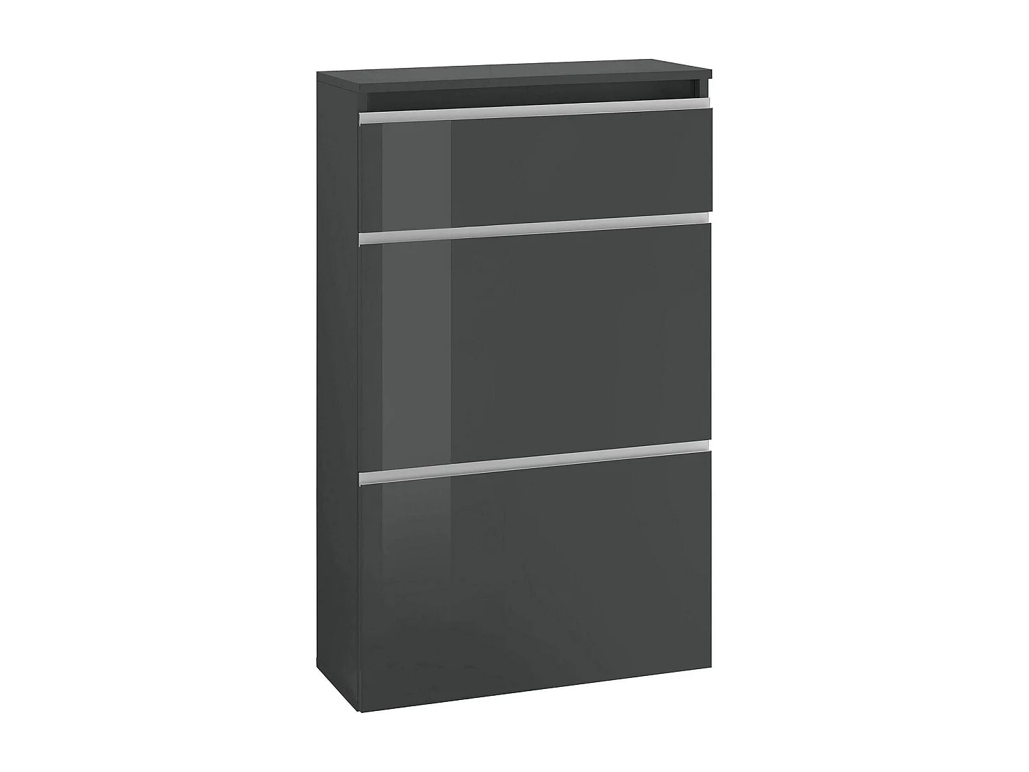 Zapatero Paco, Mueble multiusos con 2 puertas y 1 puerta abatible, Zapatero de entrada, 100% Made in Italy, 60x27h108 cm, Antracita Brillo