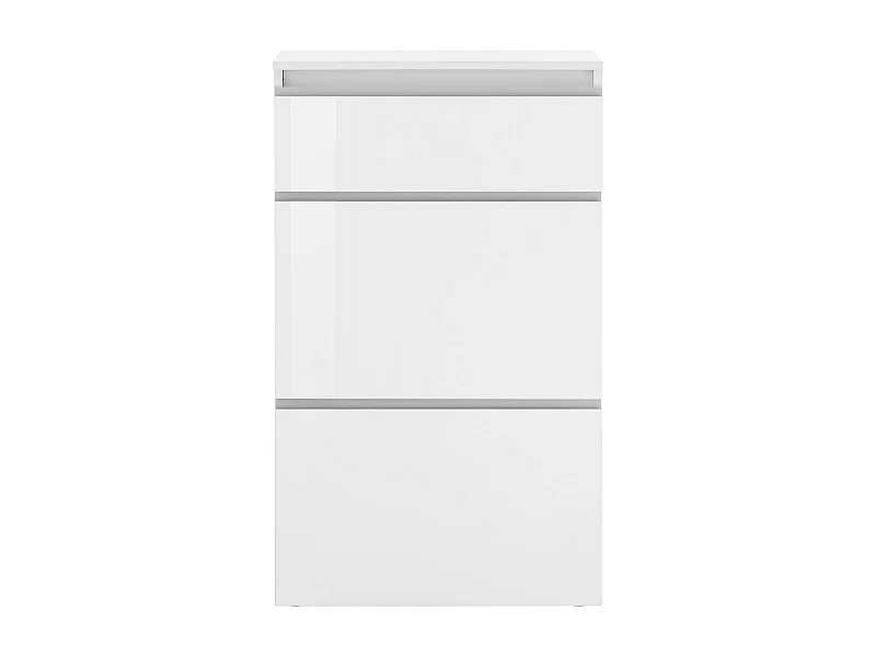 Étagère à chaussures Paco, Armoire polyvalente avec 2 portes et 1 porte pliante, Étagère à chaussures d'entrée, 100% Made in Italy, 60x27h108 cm, Blanc brillant