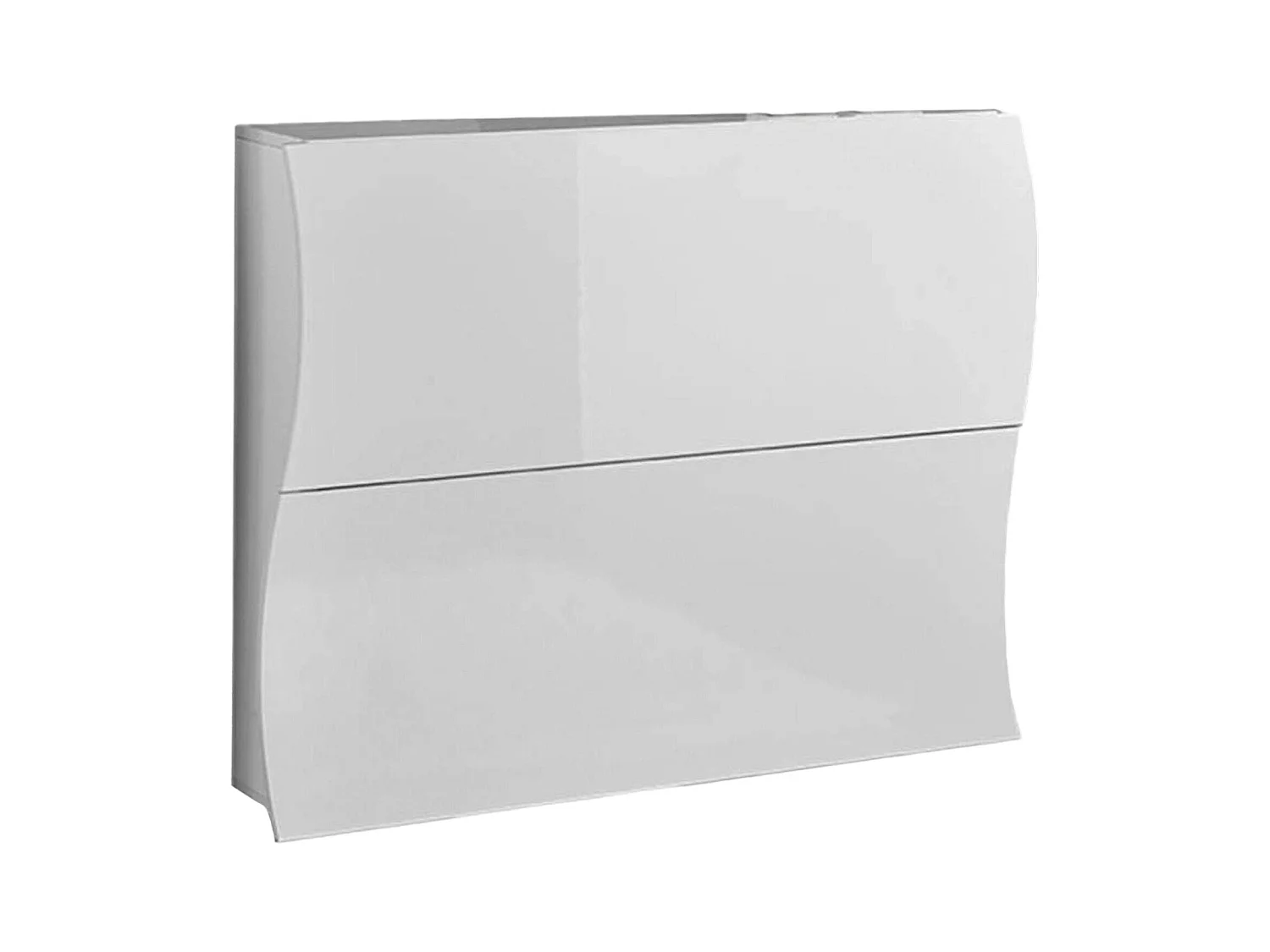 Étagère à chaussures Andrea, Armoire polyvalente avec 2 portes pliantes, Étagère à chaussures d'entrée, 100% Made in Italy, 101x27h82 cm, Blanc brillant