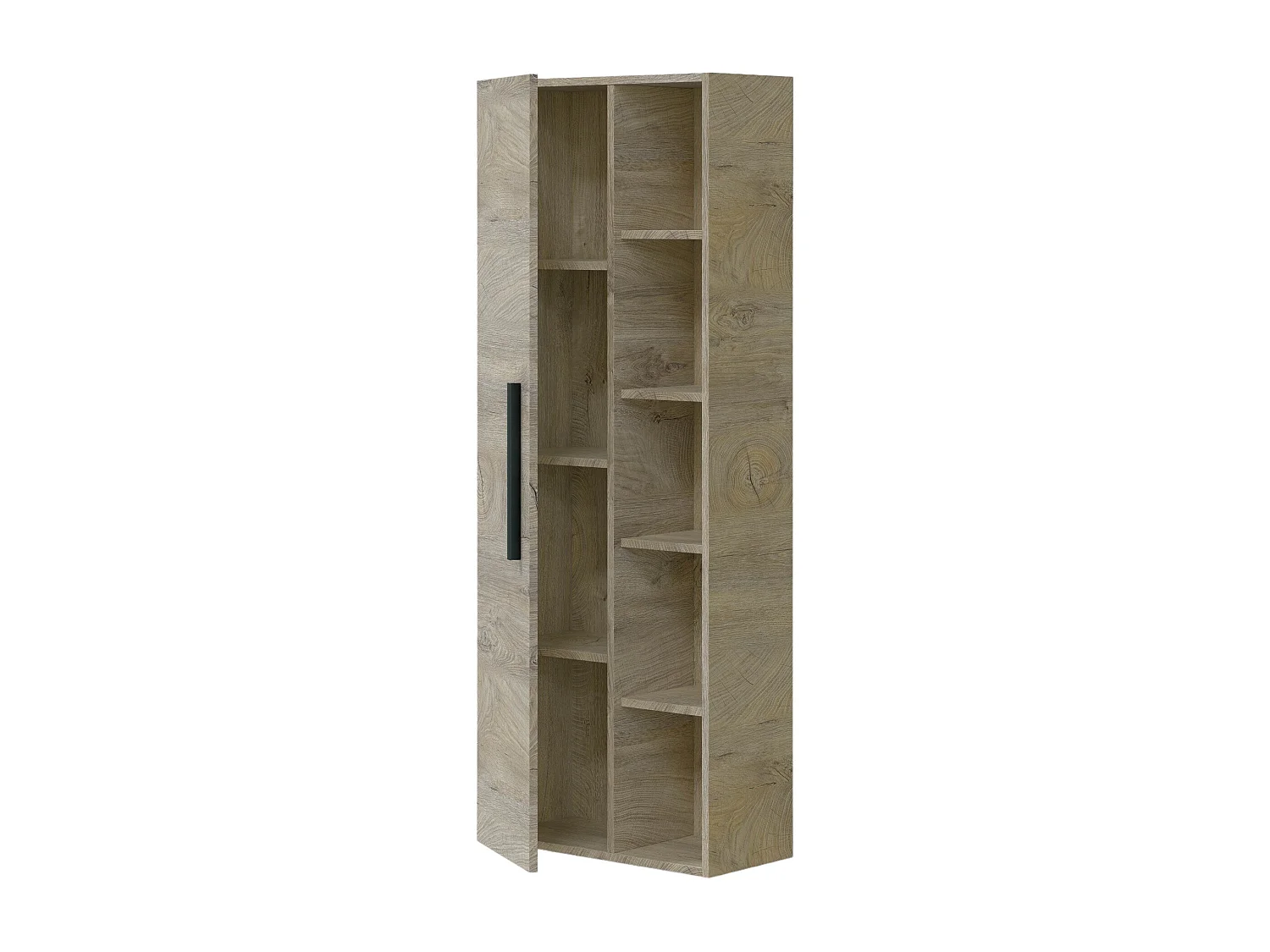 Dmora Kolomkast Losangeles 25x51x135h cm Bruin Eiken 7 Legplanken Modulair, Deur Open