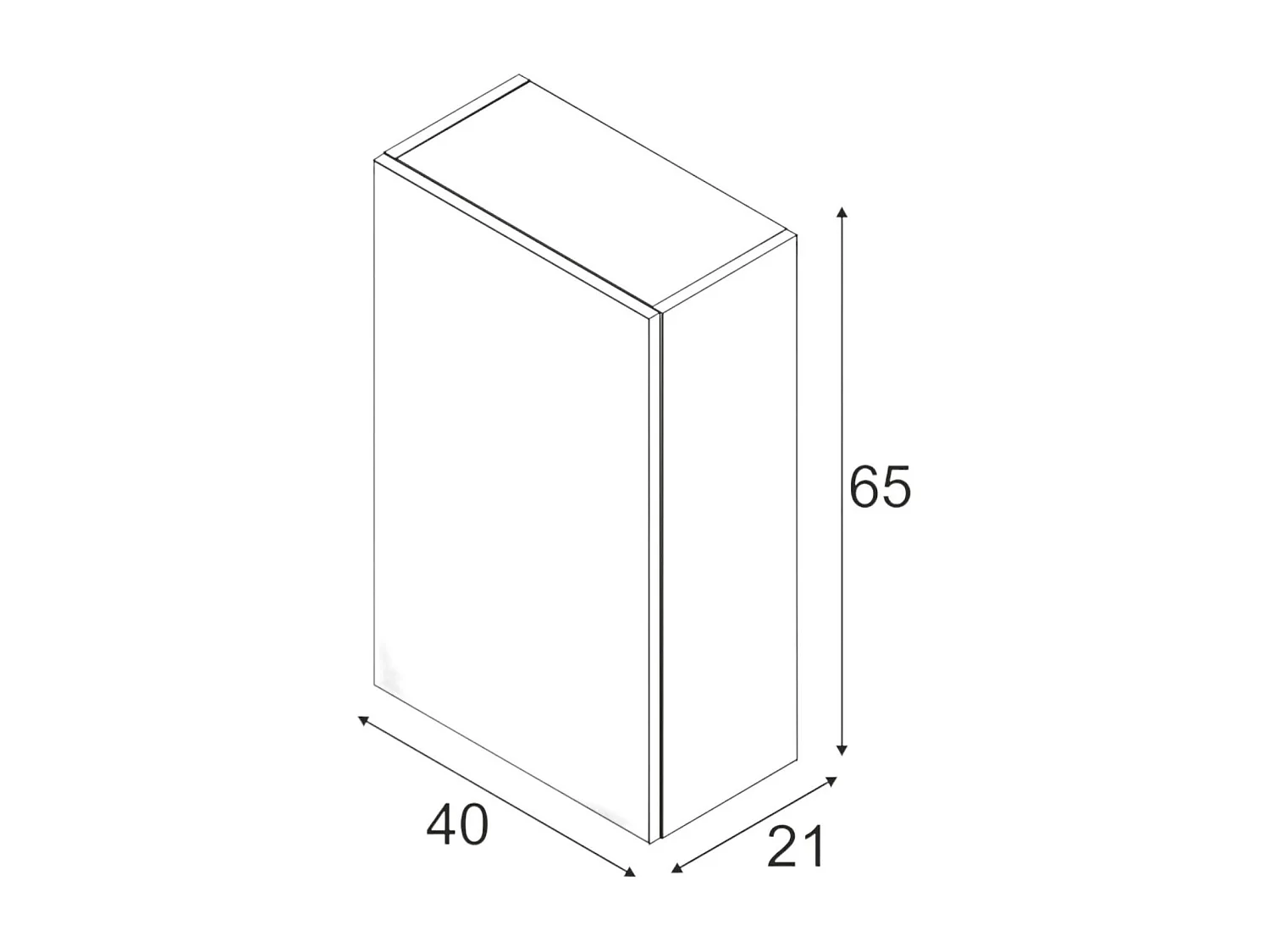 Armoire murale de salle de bain Lafayette, Armoire colonne pour salle de bain, Armoire suspendue, Blanc brillant, 40x21h65 - 1 porte cm