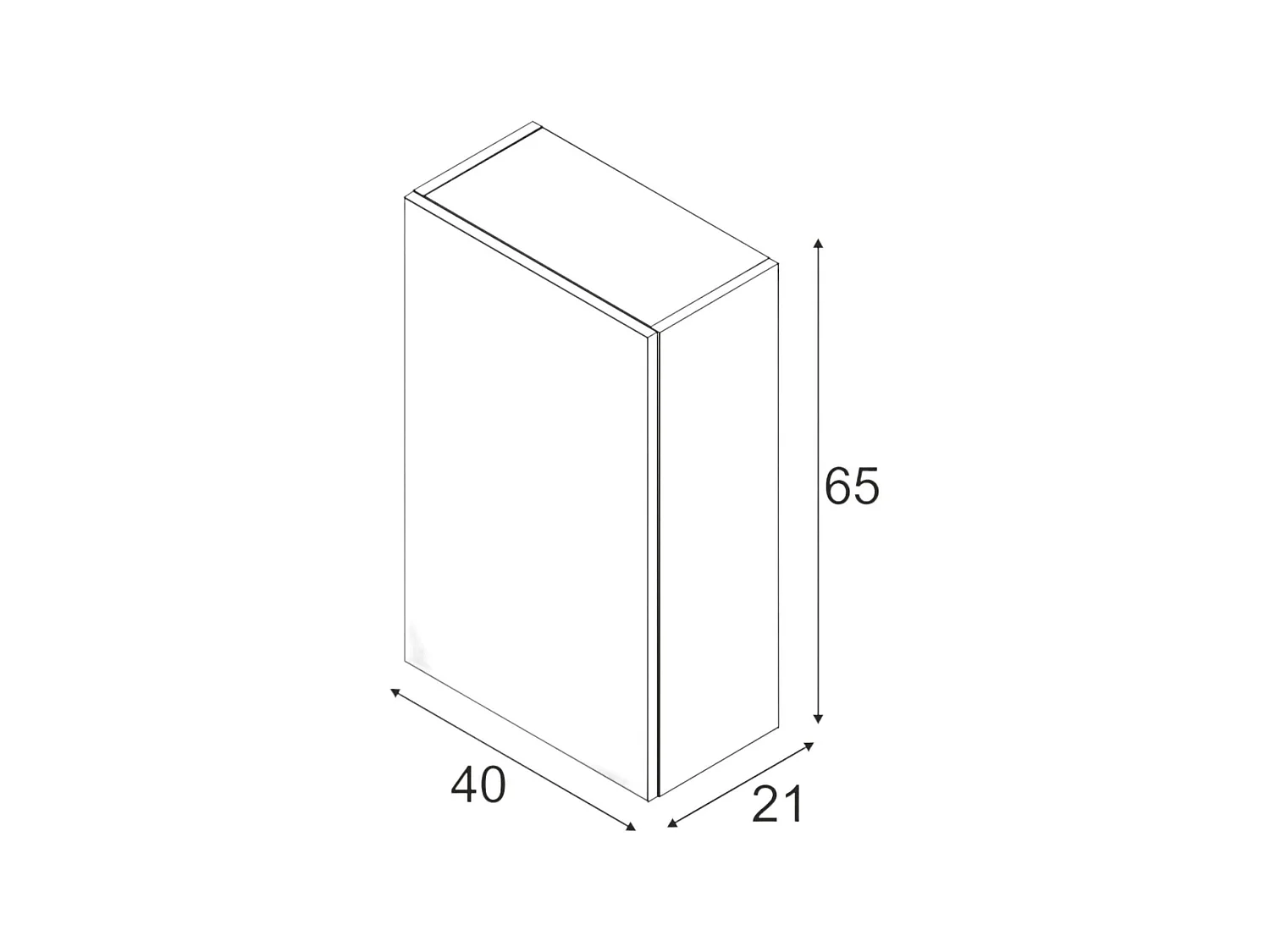 Armoire murale de salle de bain Lafayette, Armoire colonne pour salle de bain, Armoire suspendue, Blanc brillant, 40x21h65 - 1 porte cm