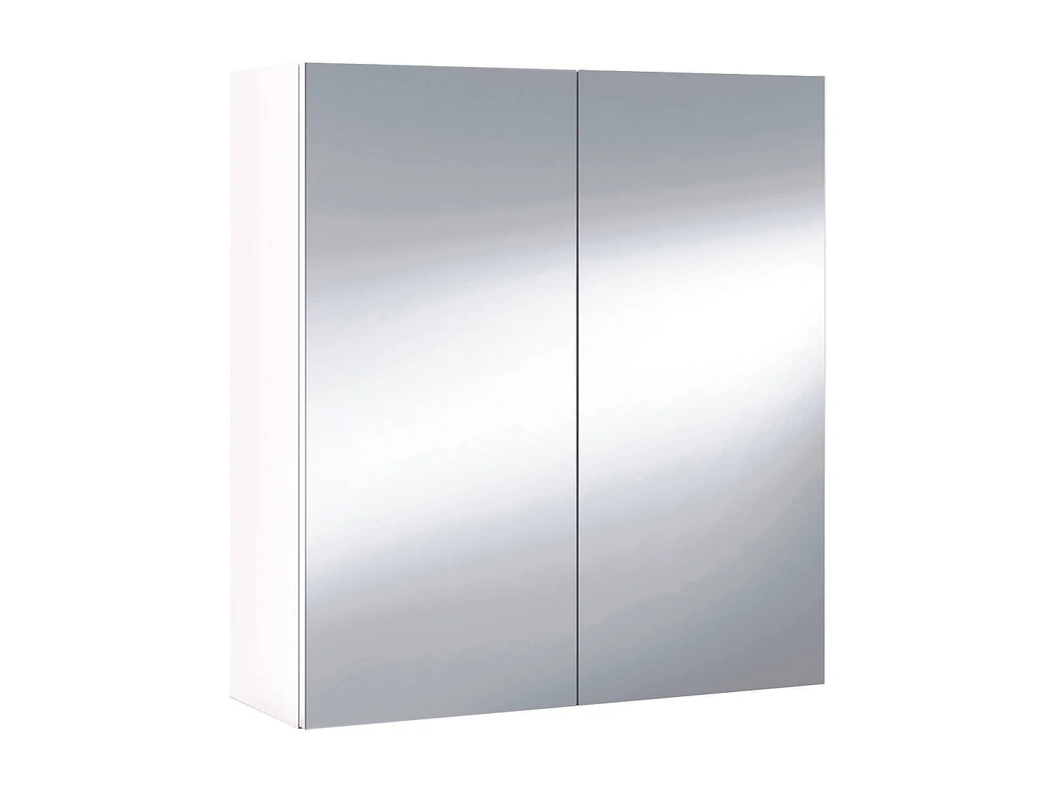 Dmora Mobile Pensile 21x65h cm Bianco Bianco Lucido Specchio Incluso Apertura Battente, 2 Ante