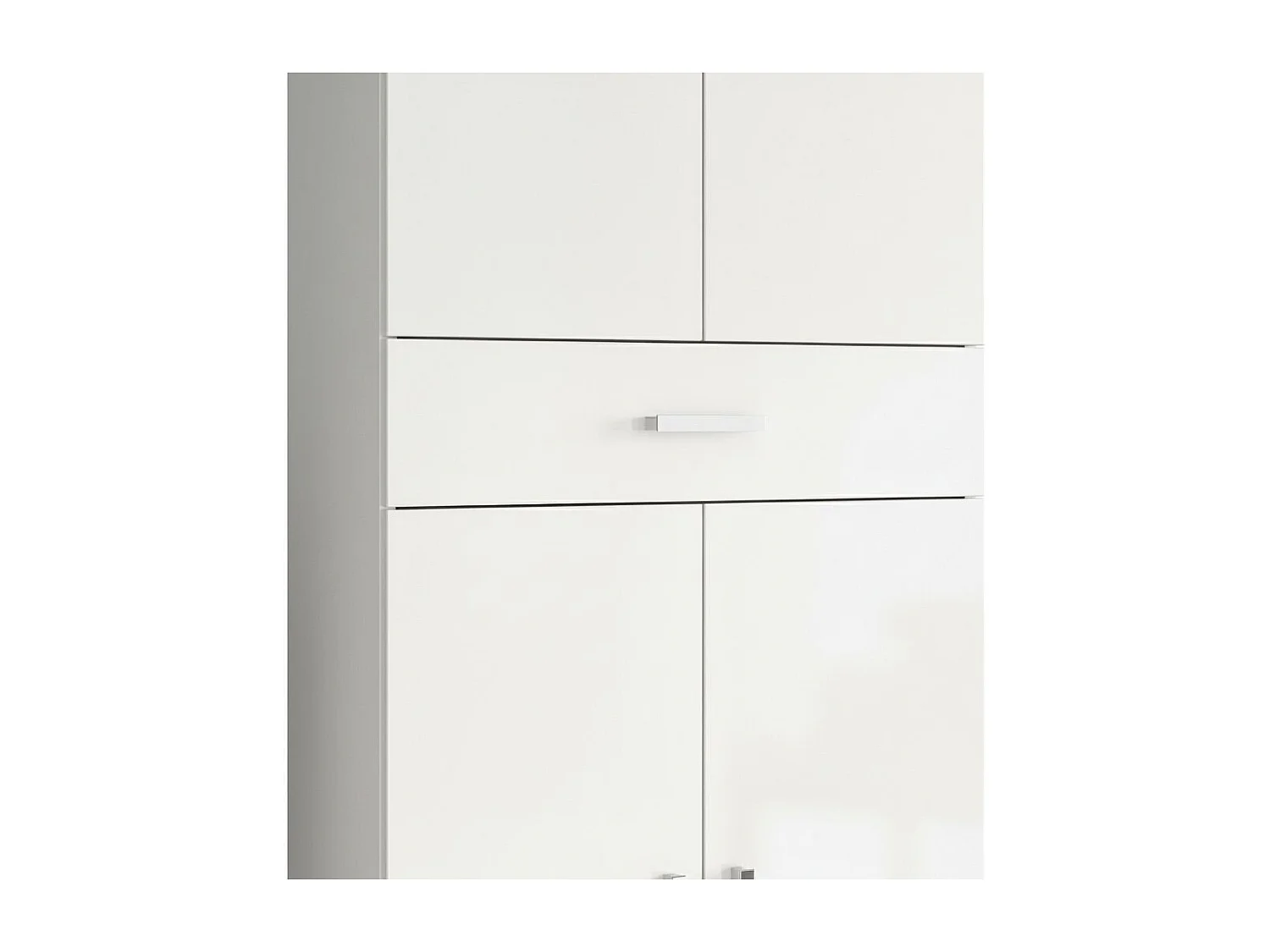 Armadio multiuso Oxnard, Mobile per bagno o lavanderia a 4 ante e 1 cassetto, Armadio multiuso portascarpe, 60x29h182 cm, Bianco lucido